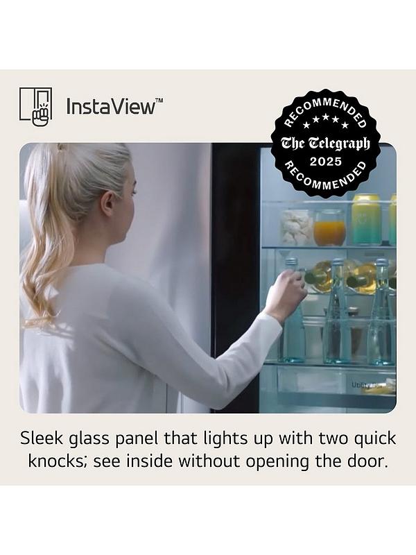 LG InstaView GSGV81PYLL Side-by-Side American Fridge Freezer with Non-Plumbed Water & Ice Dispenser - Prime Silver - 635L - E Rated - Image 4